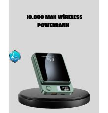 MagSafe Powerbank 10.000 mAh Kablosuz ve Dijital Ekranlı Hızlı Şarj Cihazı