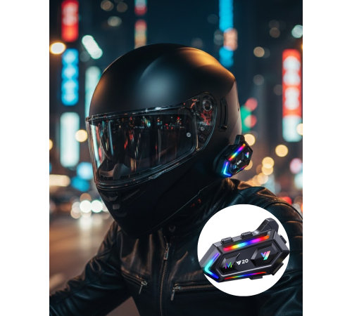 Yeni Nesil Bluetooth 5.3 Motosiklet Intercom RGB Işıklı 1000m Mesafeli