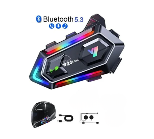 16 Mod RGB Işıklı Motosiklet Intercom Çift Telefon Destekli