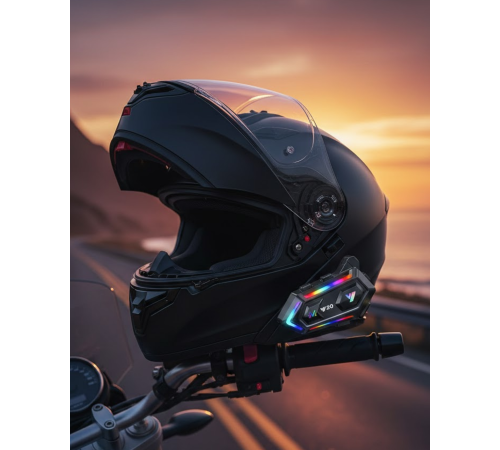 Yeni Nesil Bluetooth 5.3 Motosiklet Intercom RGB Işıklı 1000m Mesafeli