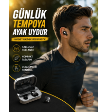LED Ekranlı Kablosuz Kulaklık – Gürültü Önleyici Mikrofon ve Dokunmatik Özellikli