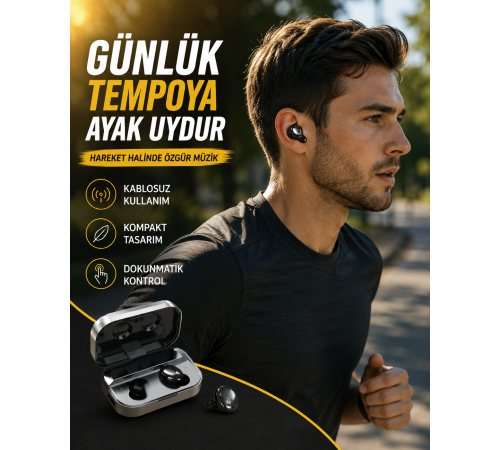 LED Ekranlı Kablosuz Kulaklık – Gürültü Önleyici Mikrofon ve Dokunmatik Özellikli