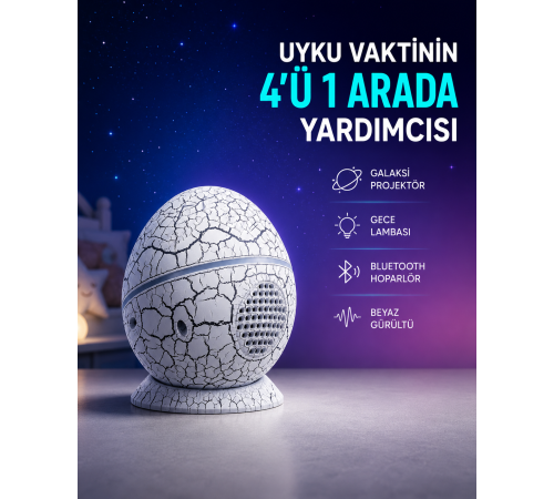 Dinozor Yumurtası Tasarımlı Gece Lambası – Müzik ve Işık Senkronizasyonlu