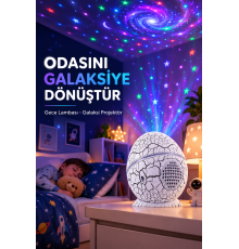Dinozor Yumurtası Galaksi Projektör Gece Lambası 4'ü 1 Arada – Bluetooth Hoparlörlü