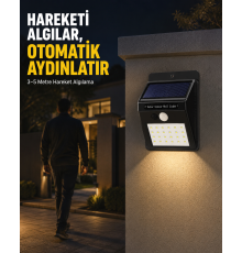 Bahçe ve Veranda İçin Güneş Paneli ile Otomatik Şarj Olan LED Duvar Lambası