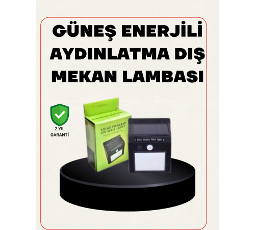 Bahçe ve Veranda İçin Güneş Paneli ile Otomatik Şarj Olan LED Duvar Lambası