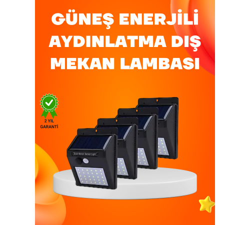Montajlı Güneş Enerjili Duvar Tipi Aydınlatma – 8 Saat Çalışma Süresi