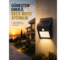 144 LED'li Geniş Aydınlatma Alanına Sahip Güneş Enerjili Güvenlik Lambası