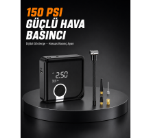 Dijital Ekranlı Diyafram Tip Kompresör 150 PSI Güçlü Motorlu