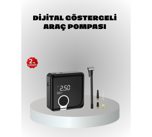 Dijital Ekranlı Şarjlı Hava Kompresörü 150 PSI Güçlü Motorlu
