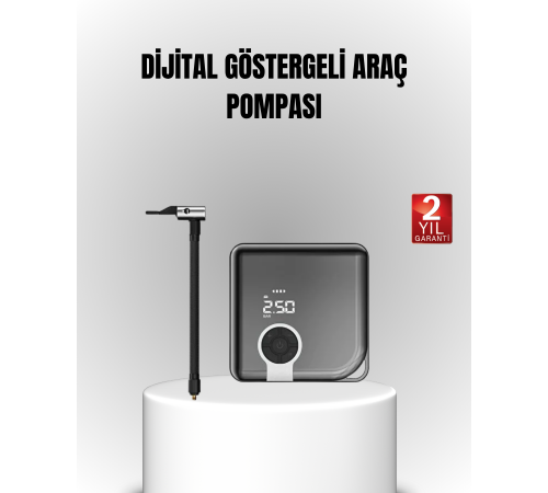 6000mAh Bataryalı Type-C Şarjlı Mini Hava Kompresörü LED Işıklı
