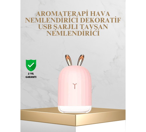 Tavşan Kulak Tasarımlı 200 ml USB Aroma Difüzör ve Hava Nemlendirici