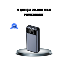 Powerbank 20000 mAh 4 Çıkışlı Hızlı Şarjlı ve LED Göstergeli