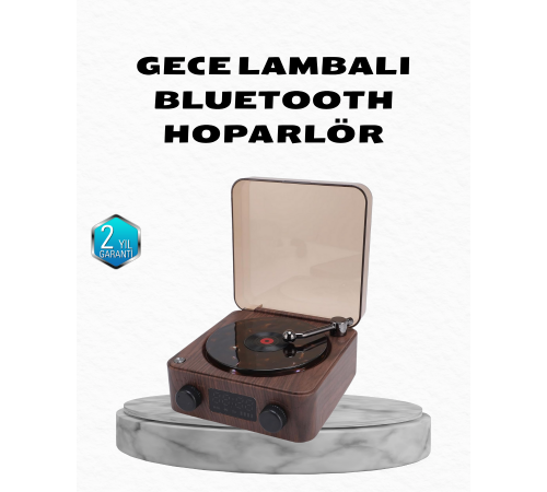 Gece Lambası Bluetooth Hoparlör Dijital Saat Çok Fonksiyonlu Su Dalgası Işıklı