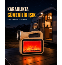 Solar Alev Işığı COB Teknolojili Taşınabilir El Feneri ve Kamp Lambası