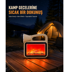 Alev Efektli Solar Lamba COB Işıklı Taşınabilir Bahçe Kamp Aydınlatma