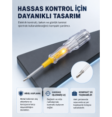 Elektrik Test Kalemi Neon Işıklı Nikel Kaplama 110-220V Dirençli