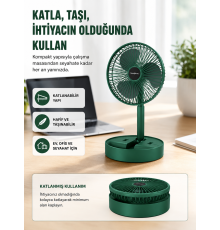 Şarjlı Mini Fan Katlanabilir 3 Hız Ayarlı Taşınabilir Tasarımlı