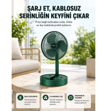 Katlanabilir Şarjlı Mini Fan 3 Kademeli Hız Ayarlı Taşınabilir