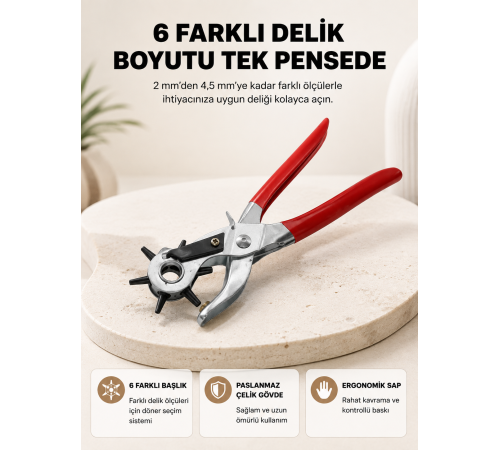 Delme Pensesi 6 Başlıklı Çok Amaçlı Paslanmaz Çelik Ergonomik