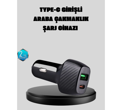 PD Destekli 38W Araç Şarj Başlığı Type-C + USB Çift Çıkış Hızlı Şarj