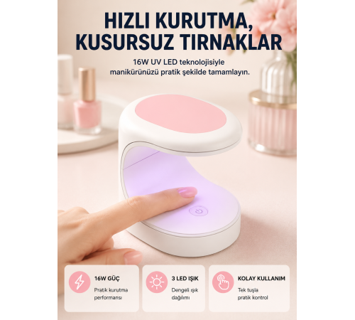 LED Mini Oje Kurutucu Taşınabilir Hızlı Kuruma Cihazı 3 LED Işıklı Yeni Nesil