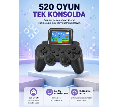 S10 Retro Oyun Konsolu Taşınabilir 2.8 İnç Ekran Ergonomik Nostalji Yeni Nesil