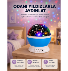 Renkli LED Gece Lambası 6 Işık Modlu Çocuk Odası Atmosfer Aydınlatma