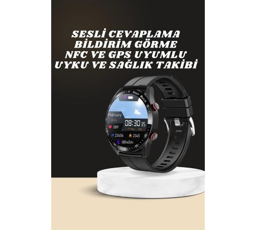 Akıllı Saat Amoled Ekran Metal Ve Deri Kordonlu Uyku ve Sağlık Takibi Titreşimli
