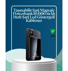 10000mAh Kapasiteli Manyetik USB-C ve Kablosuz Powerbank W09