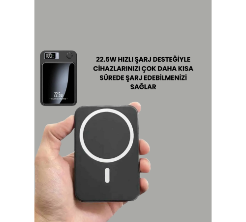 10000mAh Kapasiteli Manyetik USB-C ve Kablosuz Powerbank W09