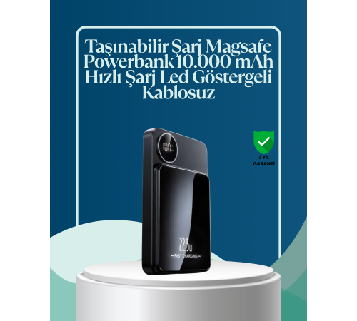 10000mAh Kapasiteli Manyetik USB-C ve Kablosuz Powerbank W09