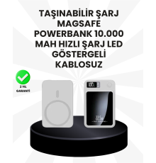 10000mAh Kapasiteli Manyetik USB-C ve Kablosuz Powerbank W09