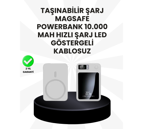 10000mAh Kapasiteli Manyetik USB-C ve Kablosuz Powerbank W09