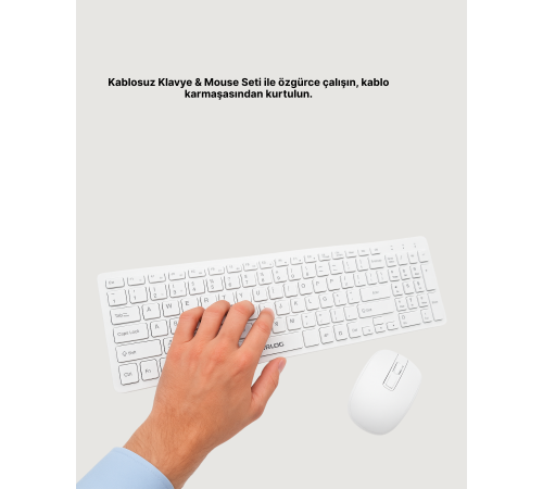 Kablosuz Klavye ve Mouse Seti - Ergonomik Tasarım, Sessiz Kullanım, Geniş Uyumluluk