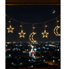 Büyük Ay Yıldız LED Ramazan Süsü Sıcak Beyaz Dekoratif Işık