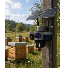 Güneş Enerjili Yayla Kamerası 4G SIM Kartlı 3 Lensli Bahçe Güvenlik Kamerası 2 Yıl Garantili
