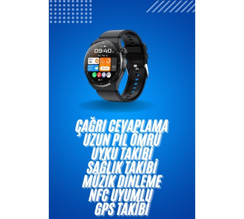 Amoled Ekran Metal Deri Silikon Kordonlu Uyku ve Sağlık Takibi