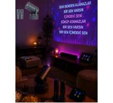 Bluetooth Hoparlörlü Akıllı Projektör Kablosuz Karaoke Mikrofonlu