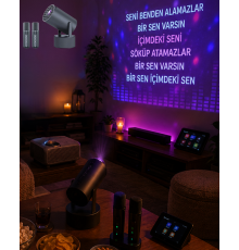Bluetooth Hoparlörlü Akıllı Projektör Kablosuz Karaoke Mikrofonlu