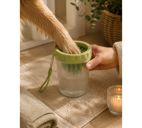 Silikon Fırçalı Köpek Pati Temizleme Kabı Orta ve Büyük Irklar İçin