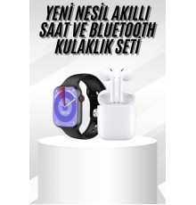 Yeni Nesil Akıllı Saat Ve Kulaklık Seti Gümüş Kasa Zarif Tasarım Çok Fonksiyonlu