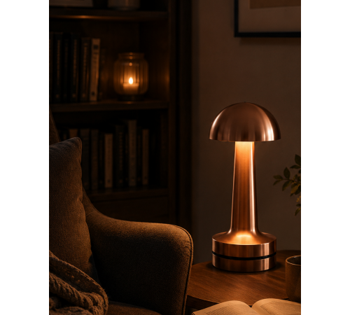 Dokunmatik Mantar Gece Lambası Bronz LED Masa Aydınlatması