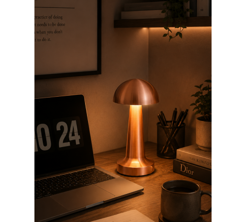 Modern Bronz Mantar Masa Lambası LED Dokunmatik Dekoratif Aydınlatma