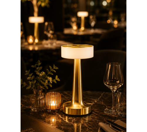Şarjlı Gold Mantar Masa Lambası Dimmer Ayarlı Kablosuz LED Lamba
