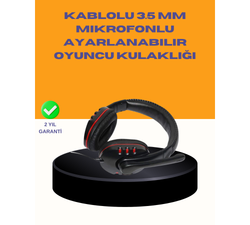 Kırmızı Stereo Kulaklık Yüksek Ses Performansı Dayanıklı Kablo ve Mikrofonlu Tasarım
