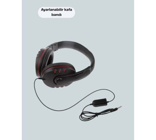 Stereo KırmızıKulaklığı Yumuşak Pedli Mikrofonlu