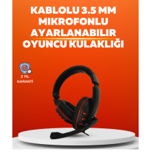 Stereo KırmızıKulaklığı Yumuşak Pedli Mikrofonlu
