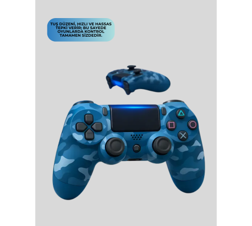 Bluetooth Kablosuz PS4 Gamepad Çift Motorlu Siyah Controller