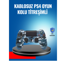 Bluetooth Kablosuz PS4 Gamepad Çift Motorlu Siyah Controller